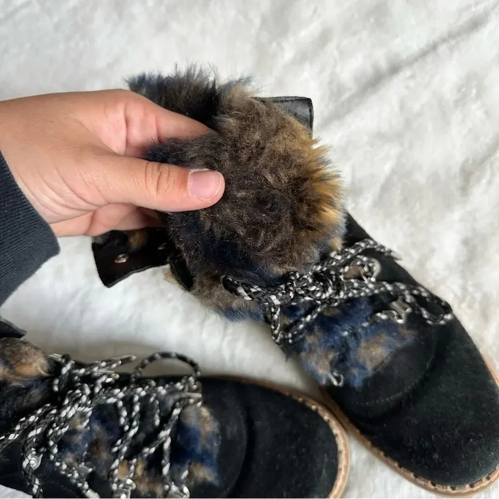 Sam Edelman Women’s Bronte Suede & Faux Fur Booties Size 7.5